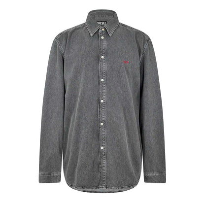 Grey - Front - Diesel Mens D-Simply Denim Long-Sleeved Shirt