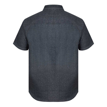 Grey - Back - Firetrap Mens Denim Regular Short-Sleeved Shirt