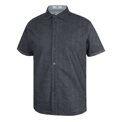 Grey - Side - Firetrap Mens Denim Regular Short-Sleeved Shirt