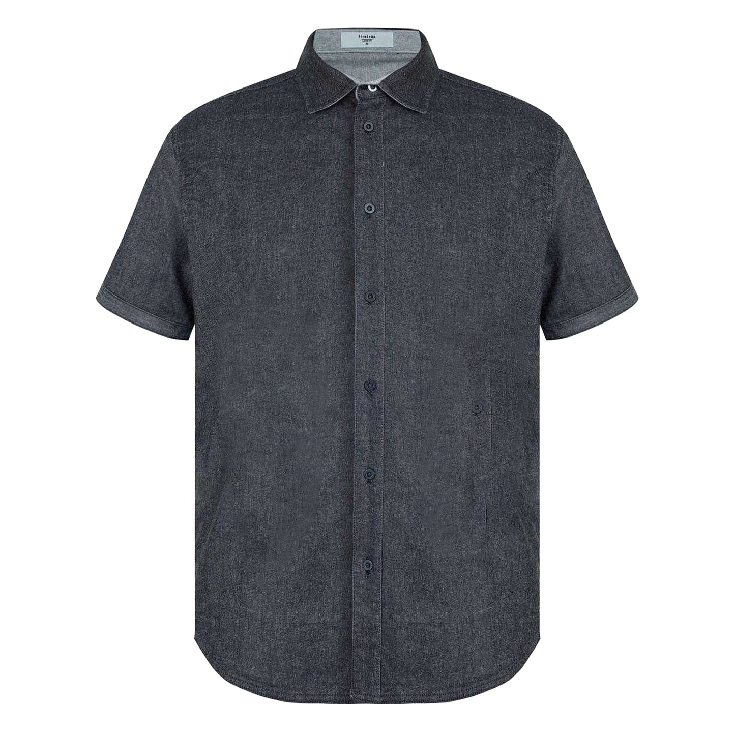 Grey - Front - Firetrap Mens Denim Regular Short-Sleeved Shirt