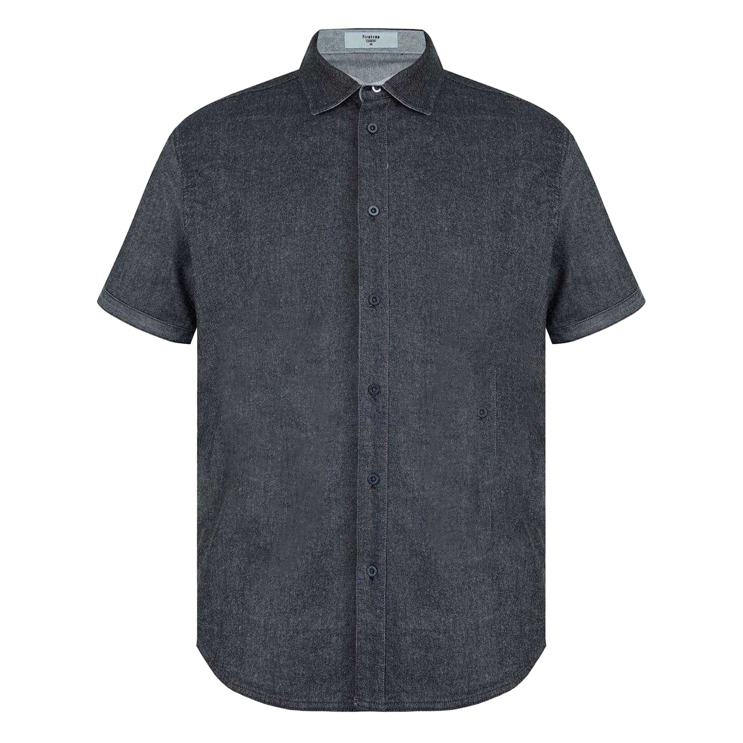 Grey - Front - Firetrap Mens Denim Regular Short-Sleeved Shirt