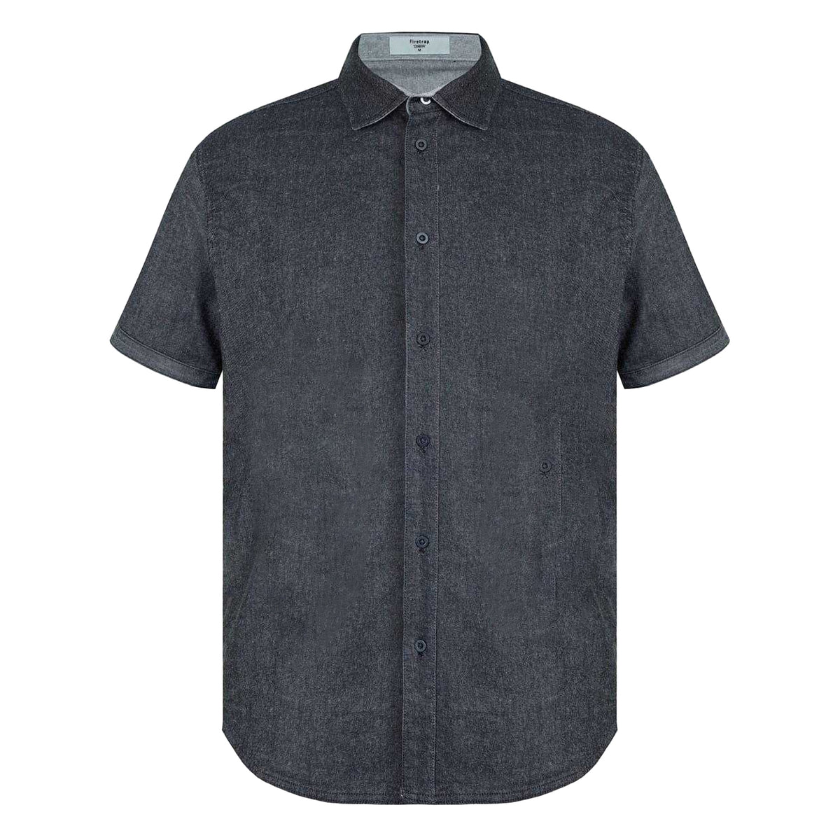 Grey - Front - Firetrap Mens Denim Regular Short-Sleeved Shirt