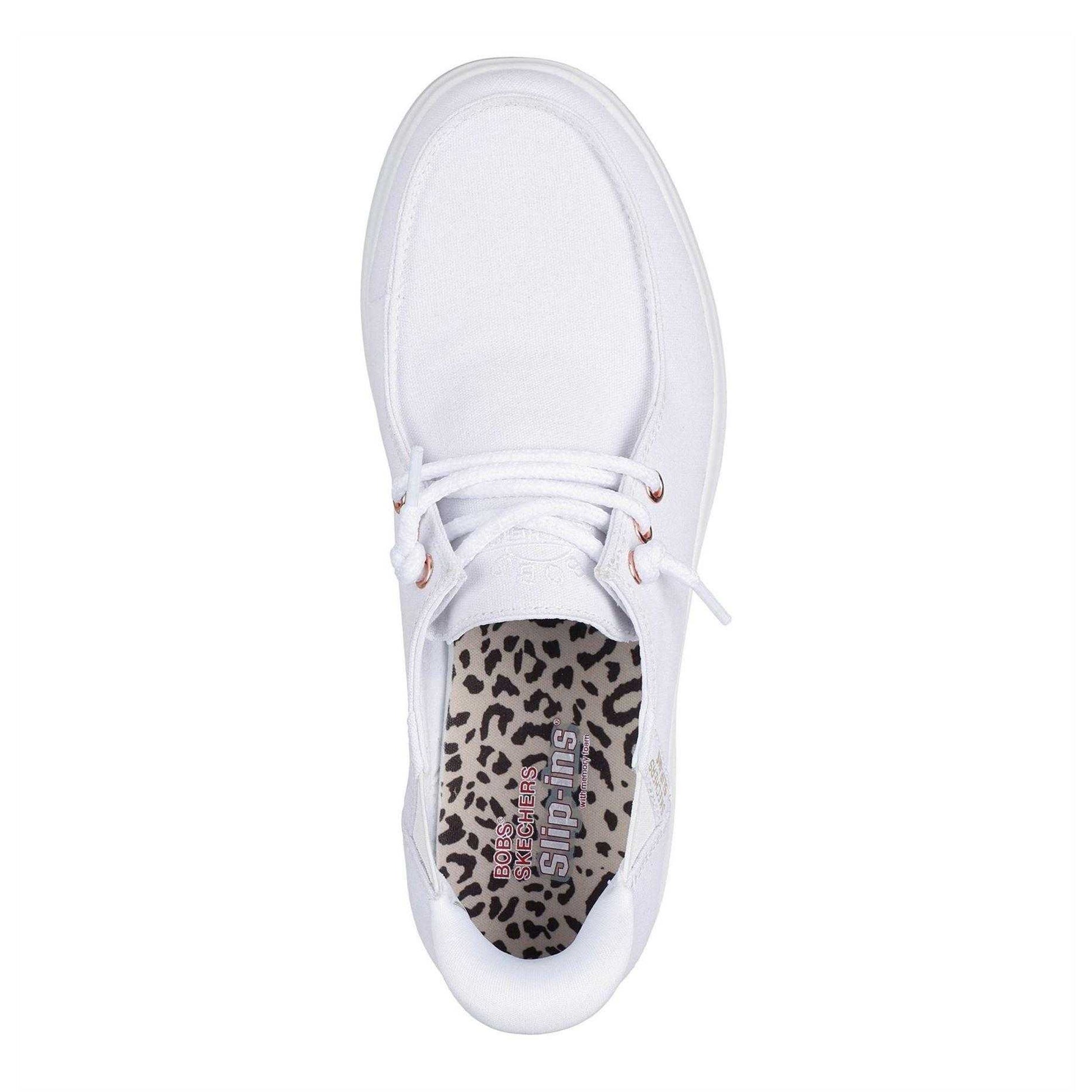 White - Side - Skechers Womens-Ladies Skipcute Canvas Trainers