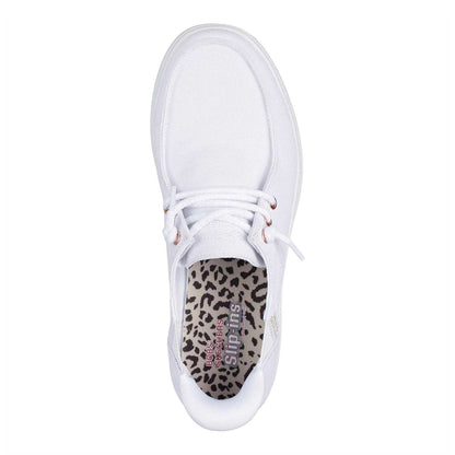 White - Side - Skechers Womens-Ladies Skipcute Canvas Trainers