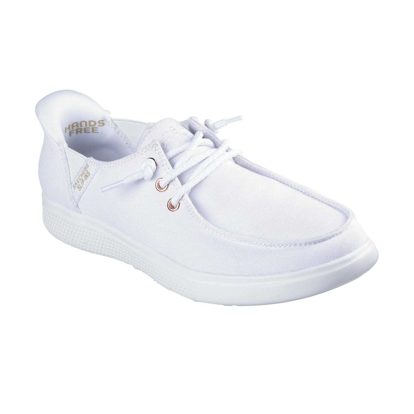 White - Pack Shot - Skechers Womens-Ladies Skipcute Canvas Trainers