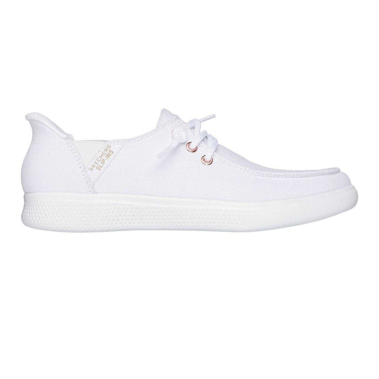 White - Front - Skechers Womens-Ladies Skipcute Canvas Trainers