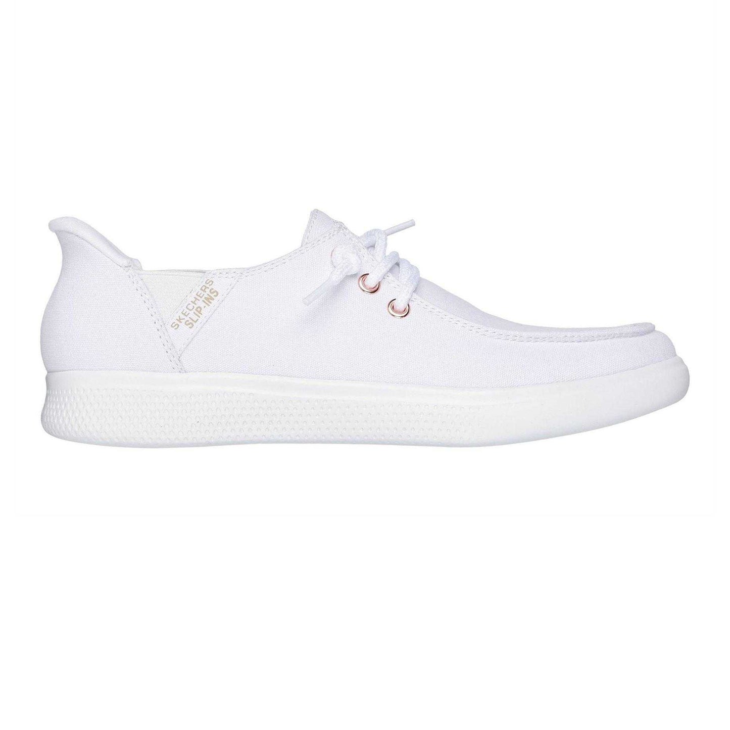 White - Front - Skechers Womens-Ladies Skipcute Canvas Trainers