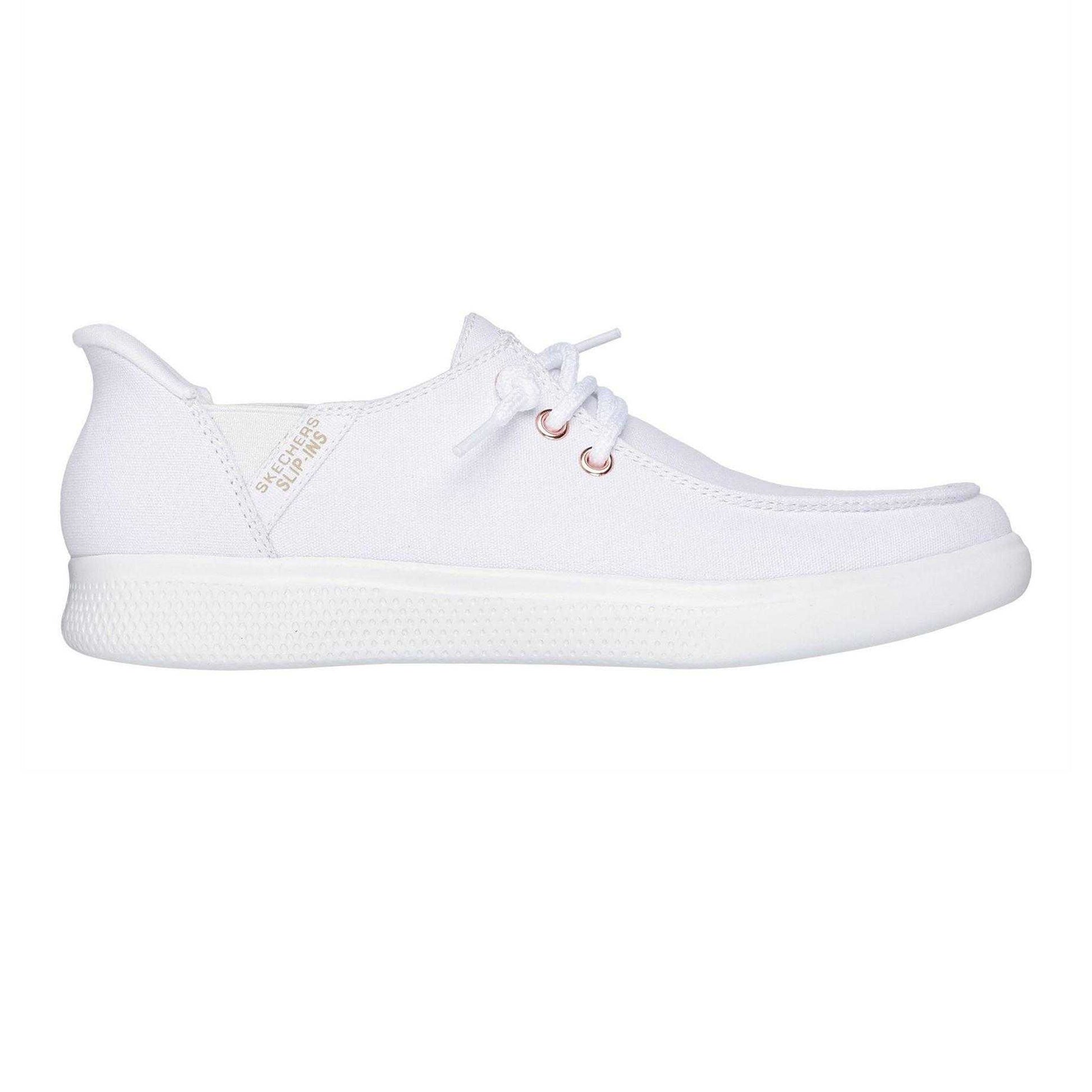 White - Front - Skechers Womens-Ladies Skipcute Canvas Trainers