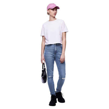 Blue Denim - Pack Shot - Pieces Womens-Ladies Distressed Skinny Jeans