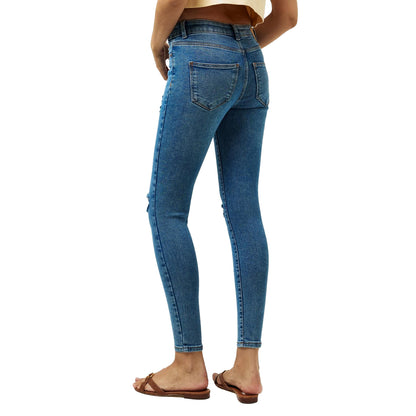 Blue Denim - Lifestyle - Pieces Womens-Ladies Distressed Skinny Jeans