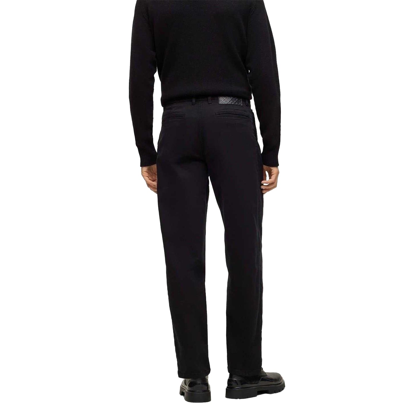 Black - Back - Boss Mens Tulsa Logo Straight Chinos