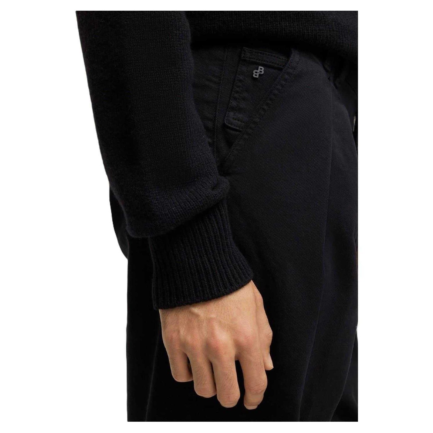 Black - Side - Boss Mens Tulsa Logo Straight Chinos