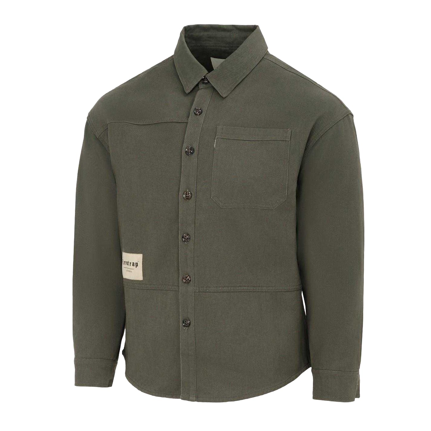 Grey - Side - Firetrap Mens Logo Heavy Long-Sleeved Shirt
