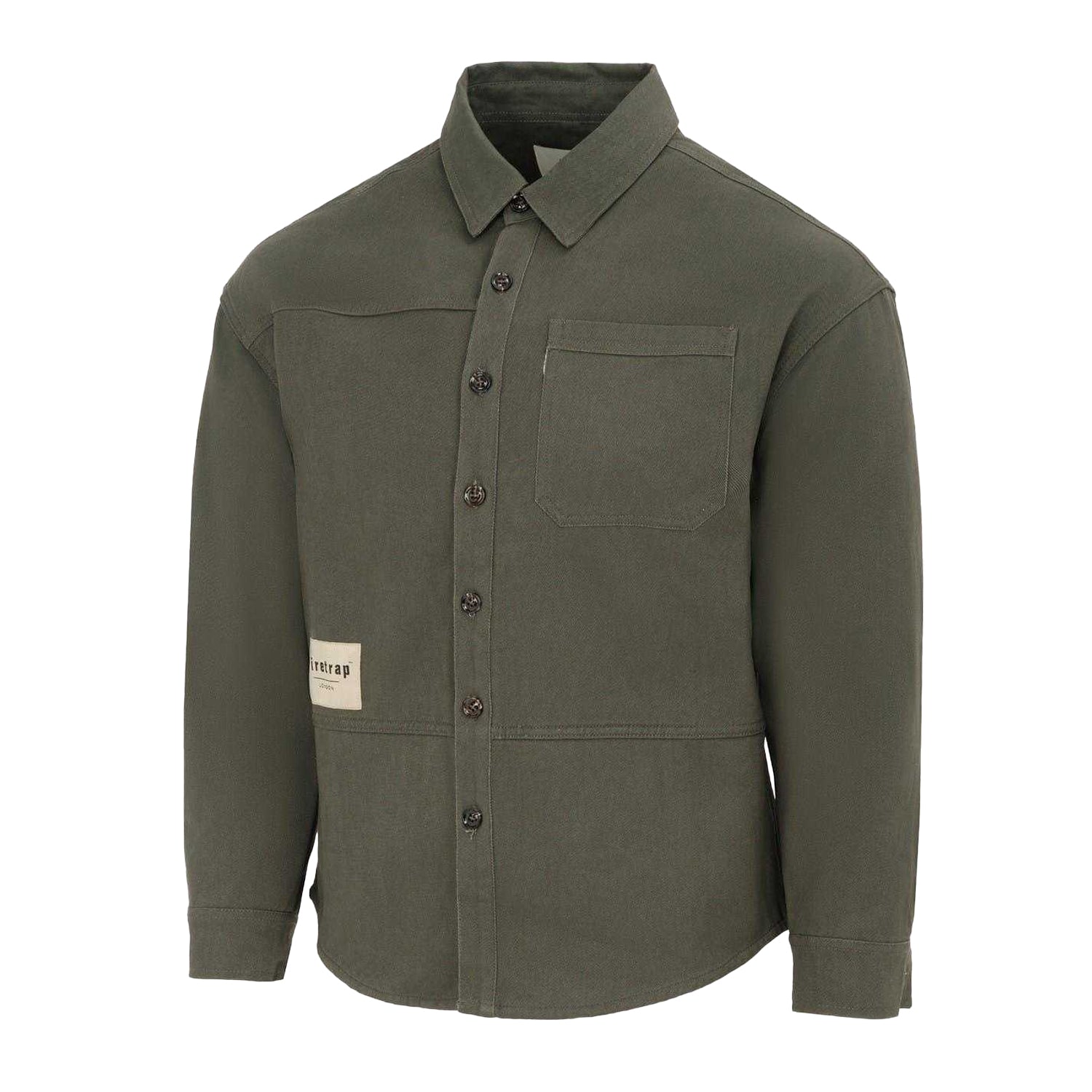 Grey - Side - Firetrap Mens Logo Heavy Long-Sleeved Shirt