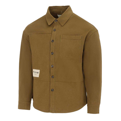 Army Khaki - Side - Firetrap Mens Logo Heavy Long-Sleeved Shirt