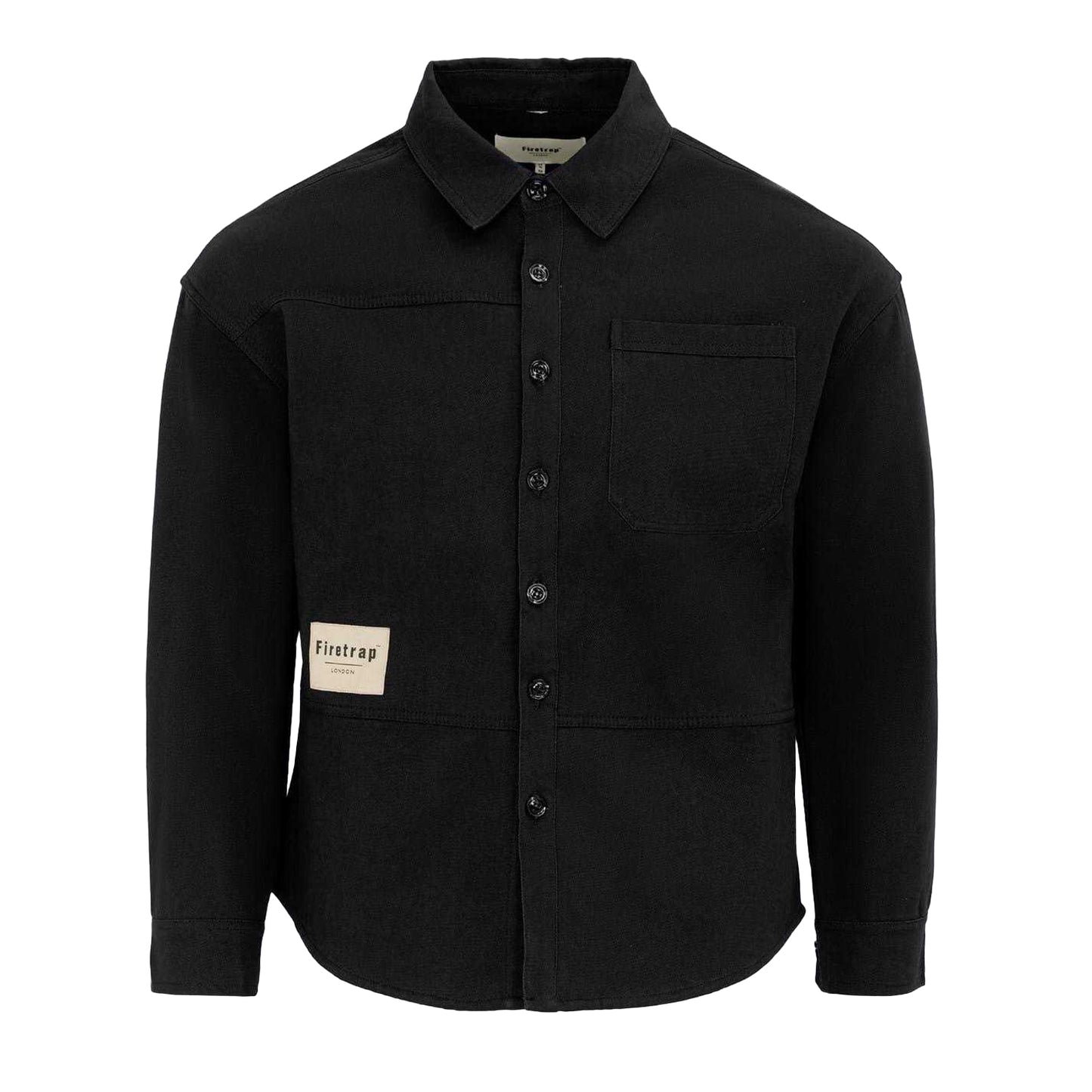 Black - Front - Firetrap Mens Logo Heavy Long-Sleeved Shirt