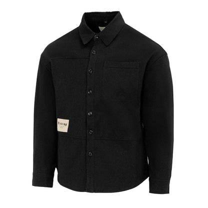 Black - Side - Firetrap Mens Logo Heavy Long-Sleeved Shirt