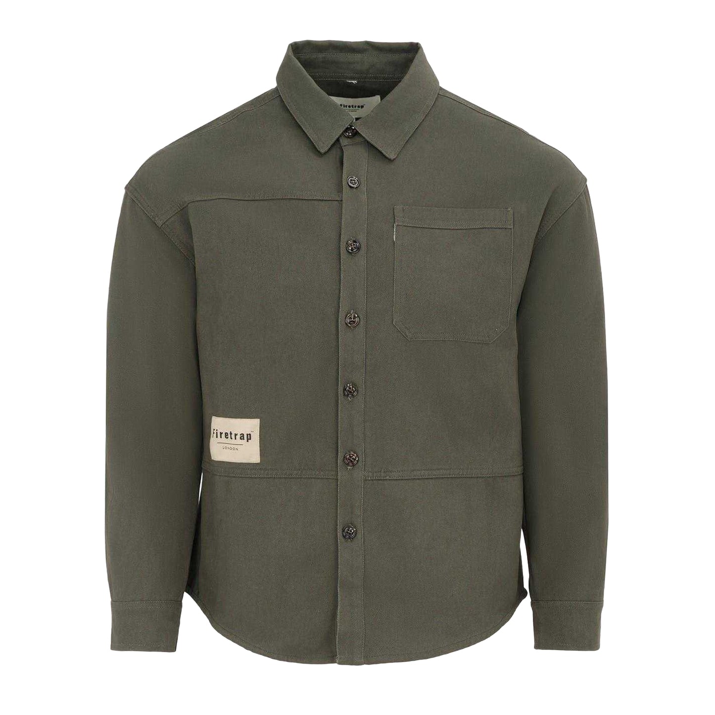 Grey - Front - Firetrap Mens Logo Heavy Long-Sleeved Shirt