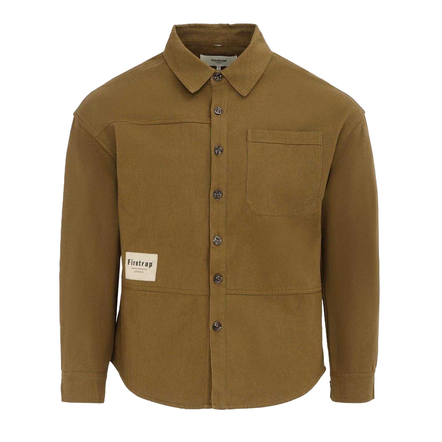 Army Khaki - Front - Firetrap Mens Logo Heavy Long-Sleeved Shirt