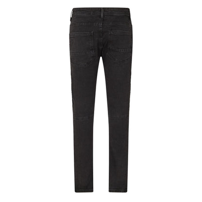 Charcoal - Back - Brave Soul Mens Washed Ripped Skinny Jeans