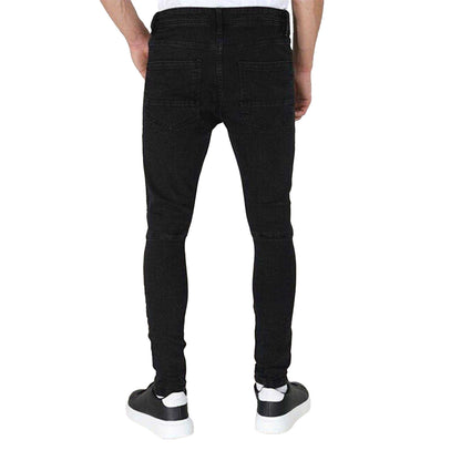 Charcoal - Lifestyle - Brave Soul Mens Washed Ripped Skinny Jeans