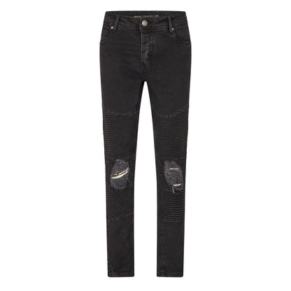 Charcoal - Front - Brave Soul Mens Washed Ripped Skinny Jeans