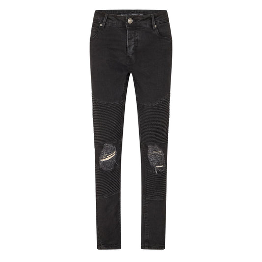 Charcoal - Front - Brave Soul Mens Washed Ripped Skinny Jeans