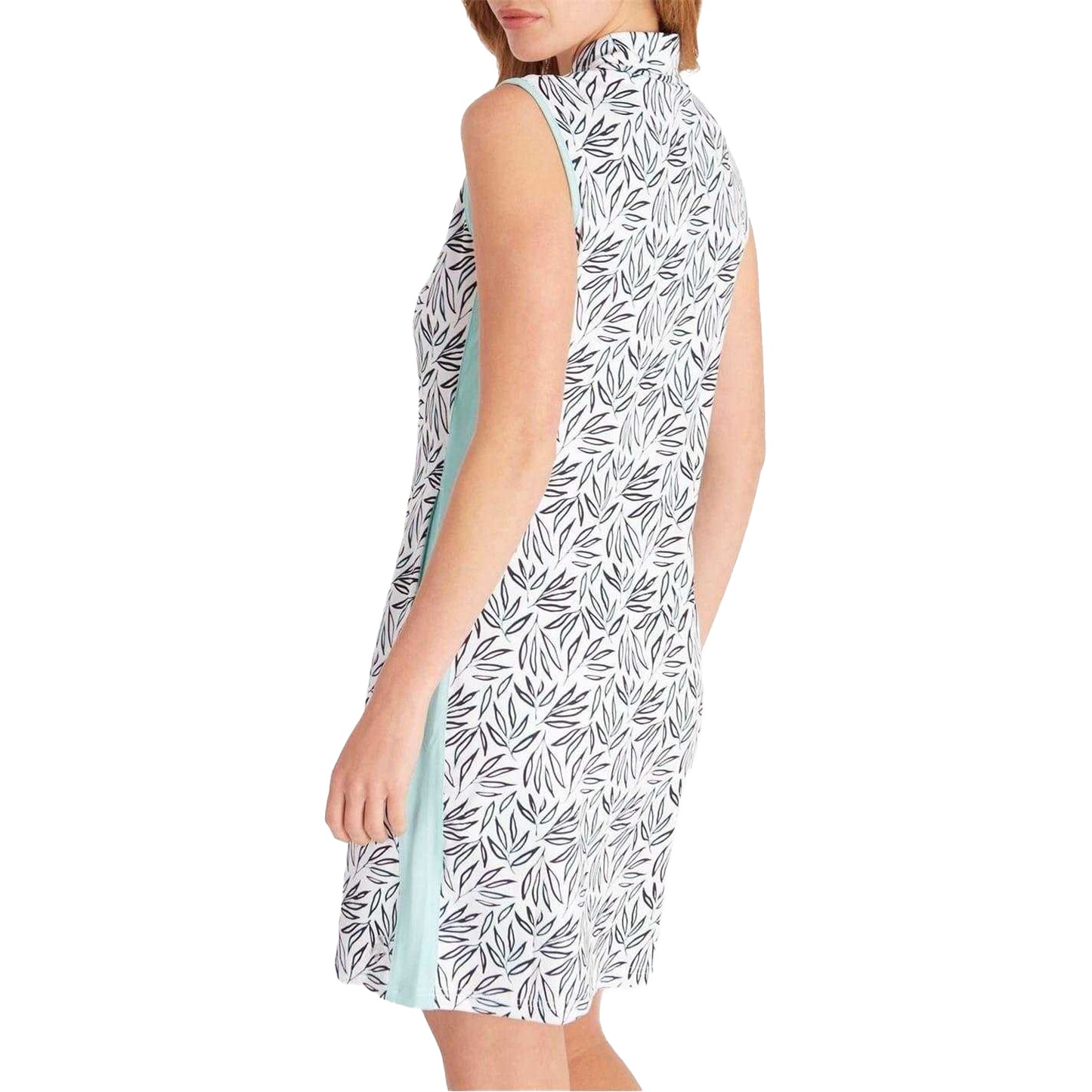 White-Black - Back - Calvin Klein Womens-Ladies Leaf Print Zip Neck Shift Dress
