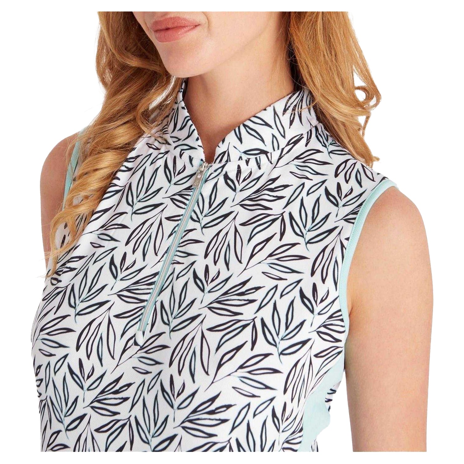 White-Black - Side - Calvin Klein Womens-Ladies Leaf Print Zip Neck Shift Dress