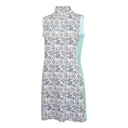 White-Black - Front - Calvin Klein Womens-Ladies Leaf Print Zip Neck Shift Dress