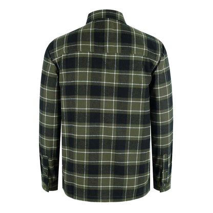 Army Khaki - Back - Firetrap Mens Anthm Plaid Pocket Long-Sleeved Shirt