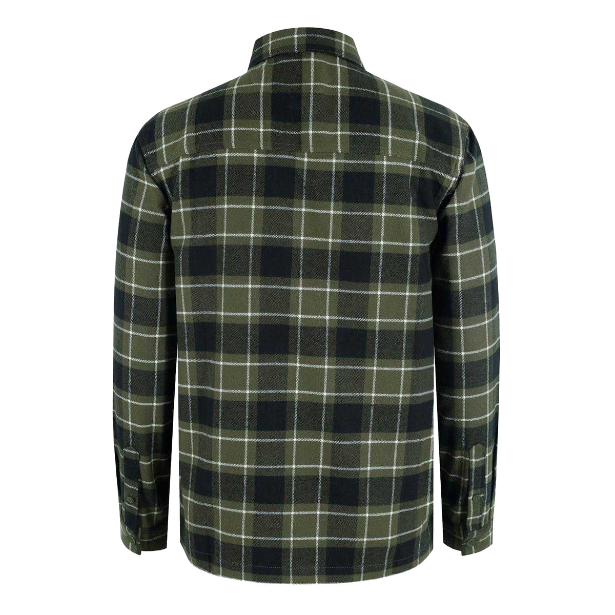 Army Khaki - Back - Firetrap Mens Anthm Plaid Pocket Long-Sleeved Shirt