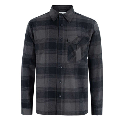 Black - Front - Firetrap Mens Anthm Plaid Pocket Long-Sleeved Shirt
