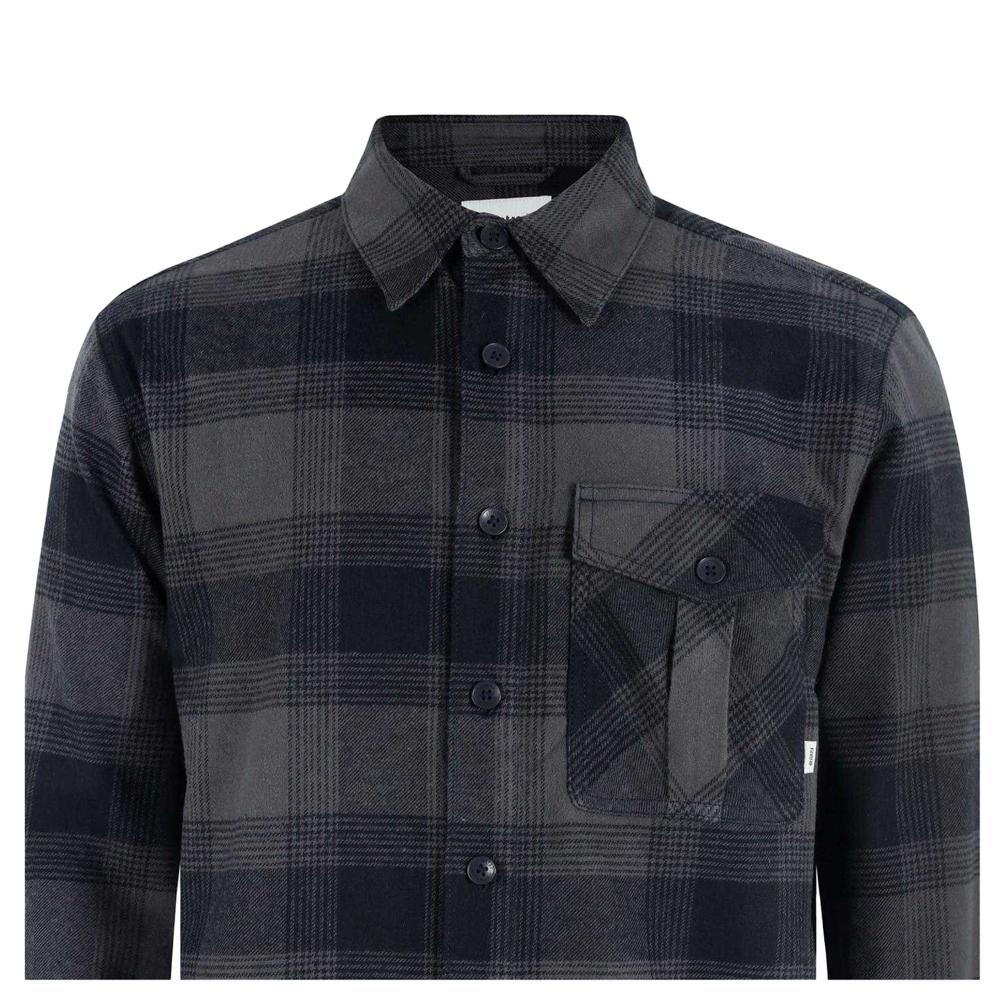 Black - Side - Firetrap Mens Anthm Plaid Pocket Long-Sleeved Shirt