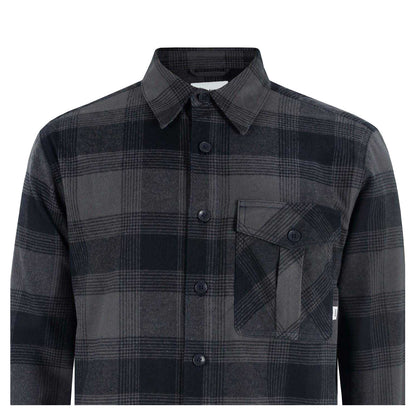 Black - Side - Firetrap Mens Anthm Plaid Pocket Long-Sleeved Shirt