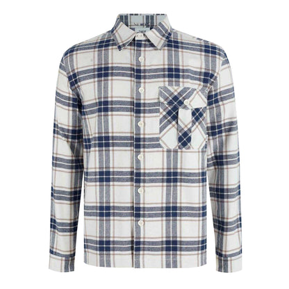 Warm White - Front - Firetrap Mens Anthm Plaid Pocket Long-Sleeved Shirt