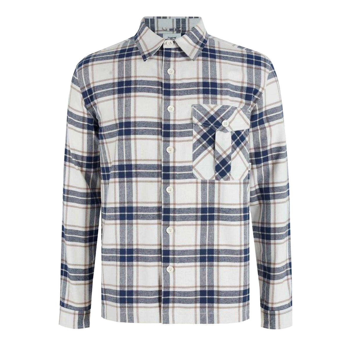 Warm White - Front - Firetrap Mens Anthm Plaid Pocket Long-Sleeved Shirt