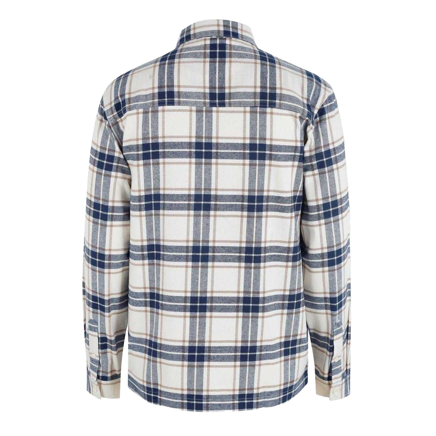 Warm White - Back - Firetrap Mens Anthm Plaid Pocket Long-Sleeved Shirt