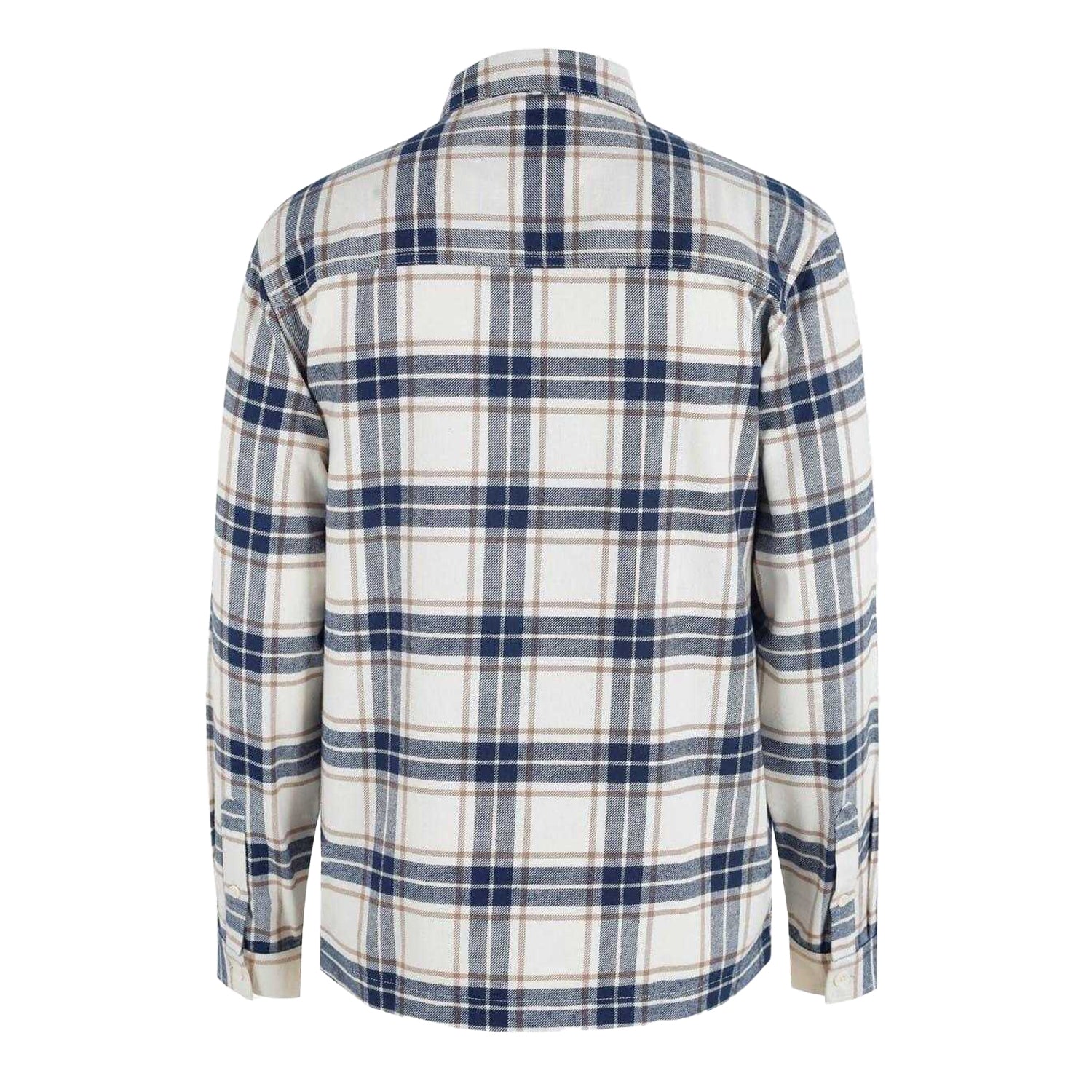 Warm White - Back - Firetrap Mens Anthm Plaid Pocket Long-Sleeved Shirt