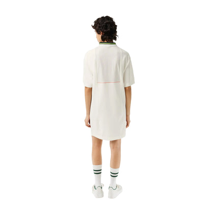 Cream - Back - Lacoste Womens-Ladies Stripe Relaxed Fit Polo Shirt Dress