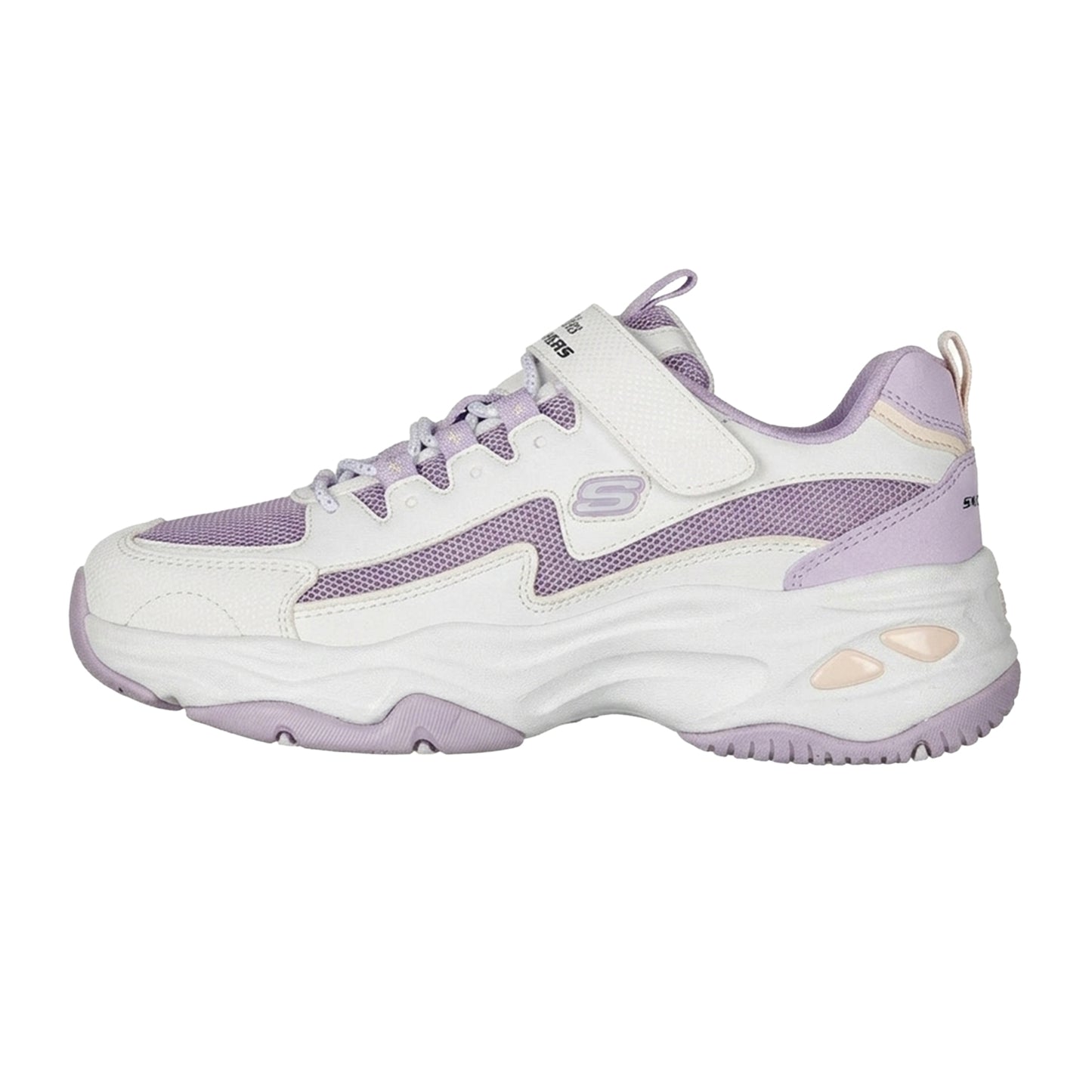 White-Lavender - Side - Skechers Womens-Ladies D´Lites 4.0 Chunky Sole Trainers