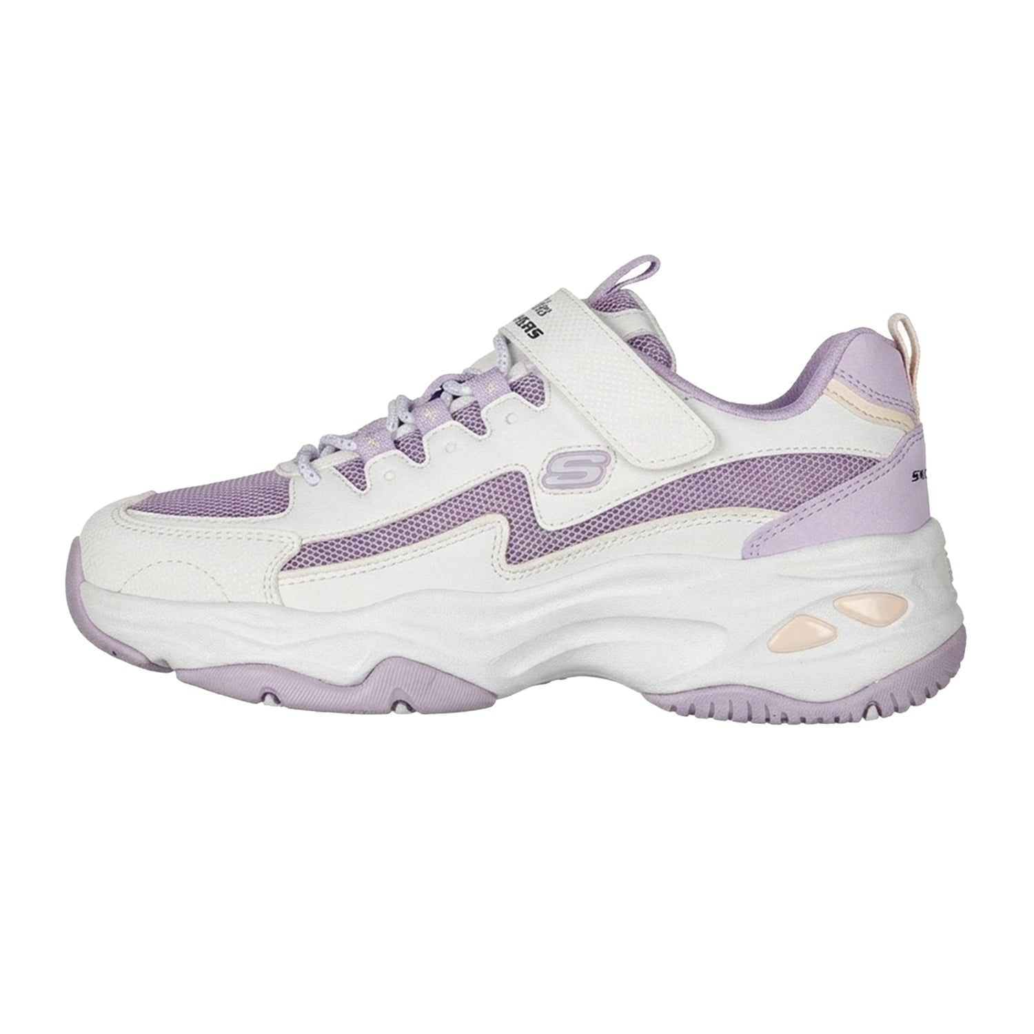 White-Lavender - Side - Skechers Womens-Ladies D´Lites 4.0 Chunky Sole Trainers