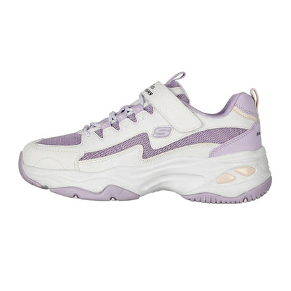 White-Lavender - Side - Skechers Womens-Ladies D´Lites 4.0 Chunky Sole Trainers