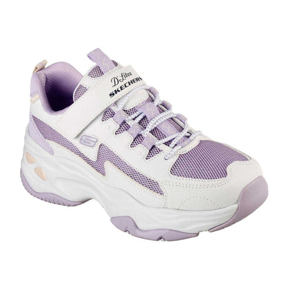 White-Lavender - Close up - Skechers Womens-Ladies D´Lites 4.0 Chunky Sole Trainers