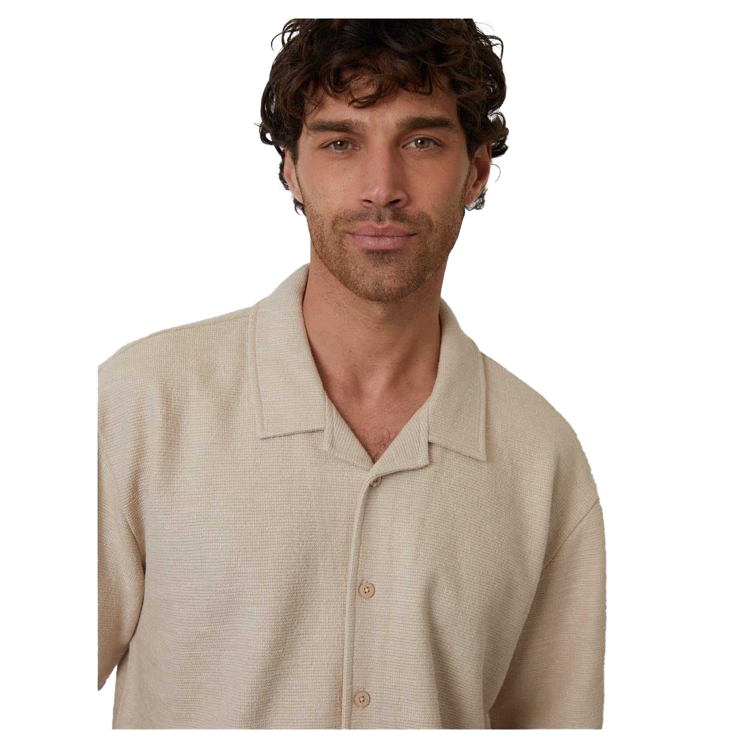 Stone - Side - Threadbare Mens Antti Relaxed Fit Short-Sleeved Shirt