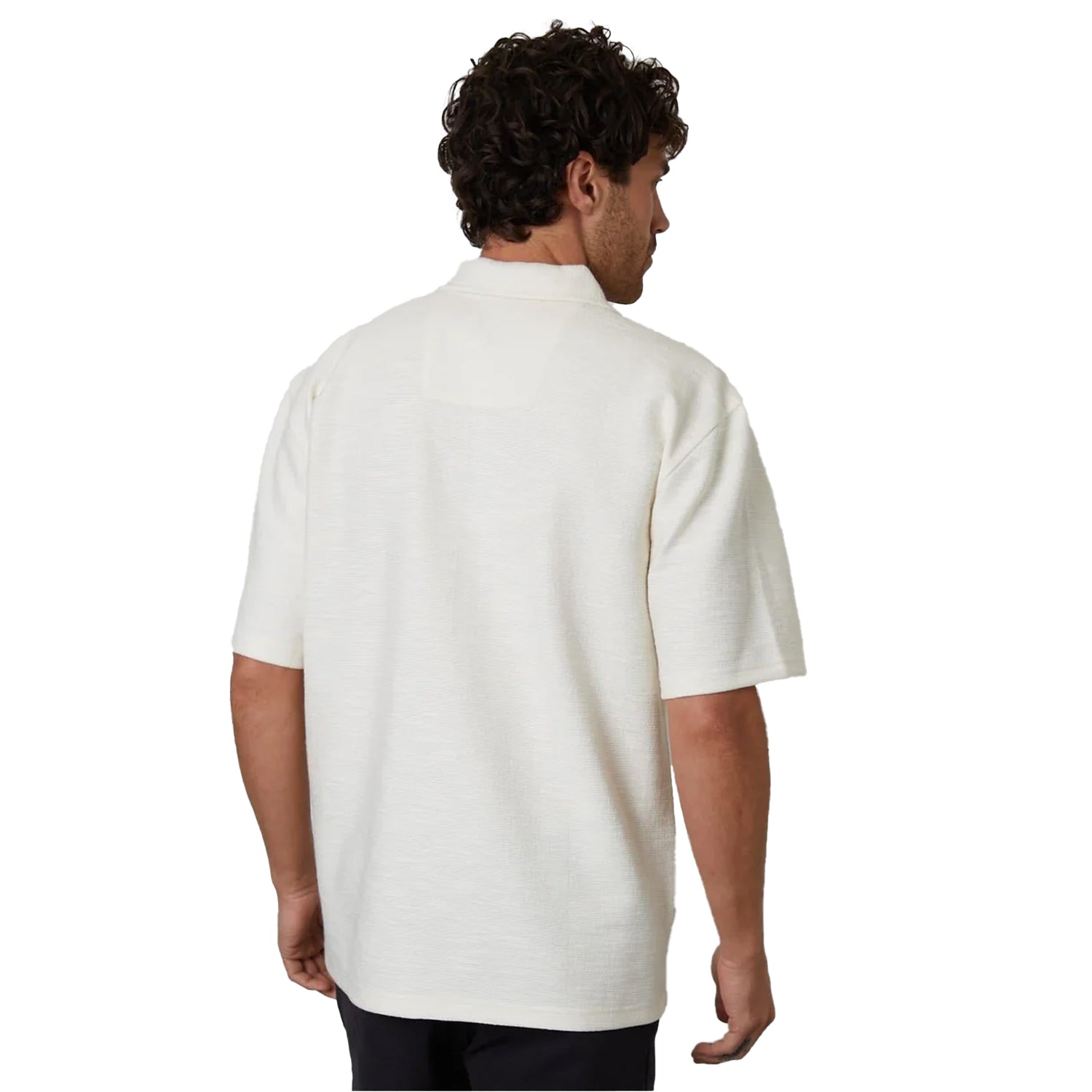 Ecru - Back - Threadbare Mens Antti Relaxed Fit Short-Sleeved Shirt