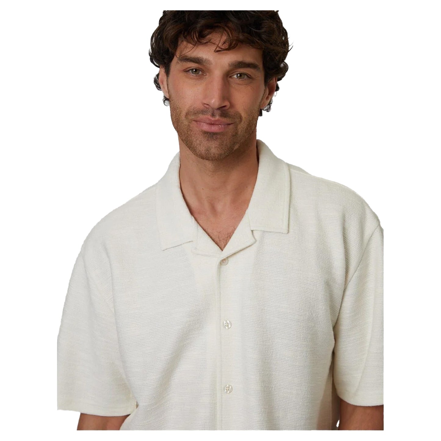 Ecru - Side - Threadbare Mens Antti Relaxed Fit Short-Sleeved Shirt