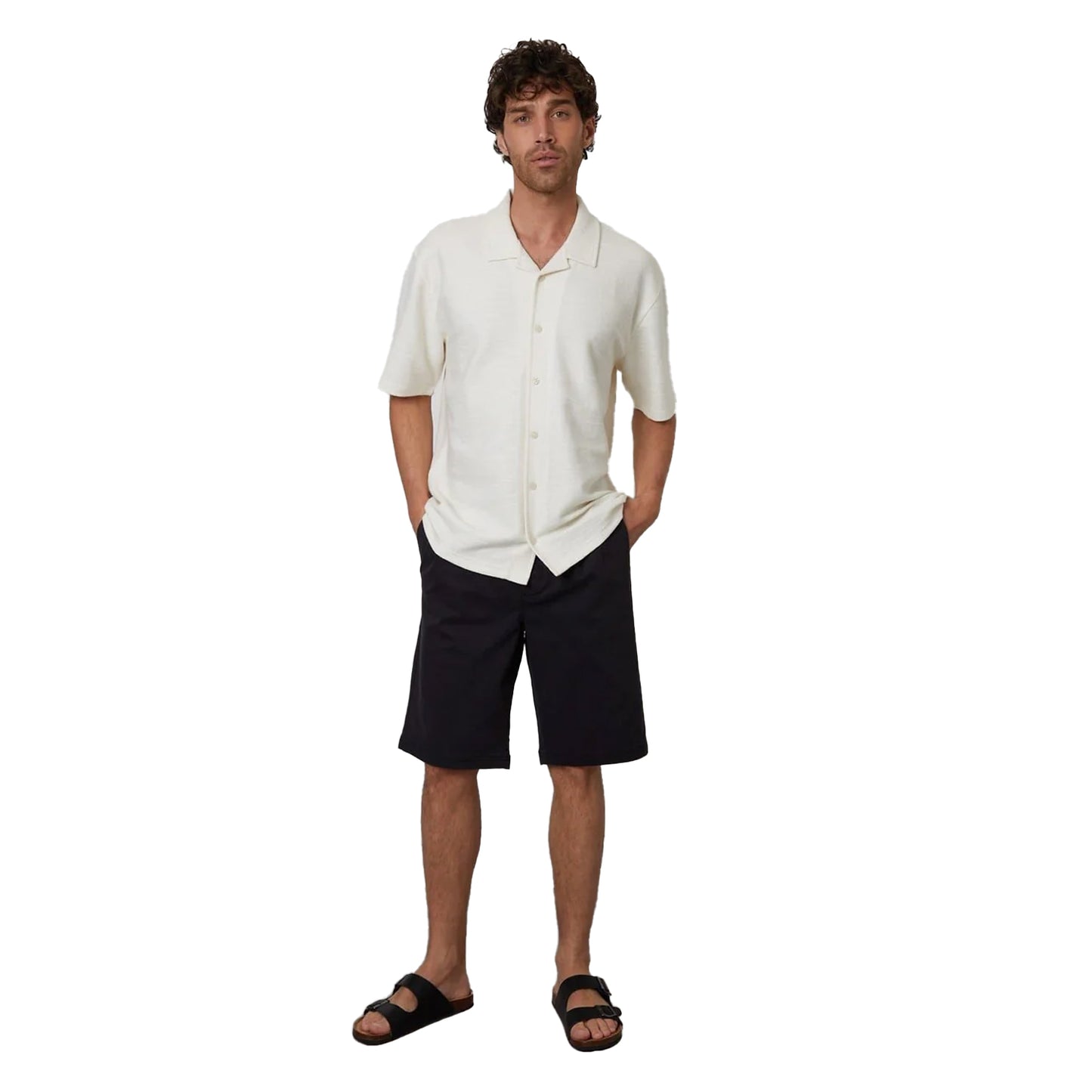 Ecru - Lifestyle - Threadbare Mens Antti Relaxed Fit Short-Sleeved Shirt