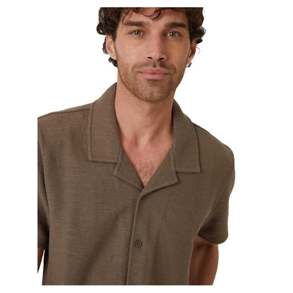 Khaki - Side - Threadbare Mens Antti Relaxed Fit Short-Sleeved Shirt