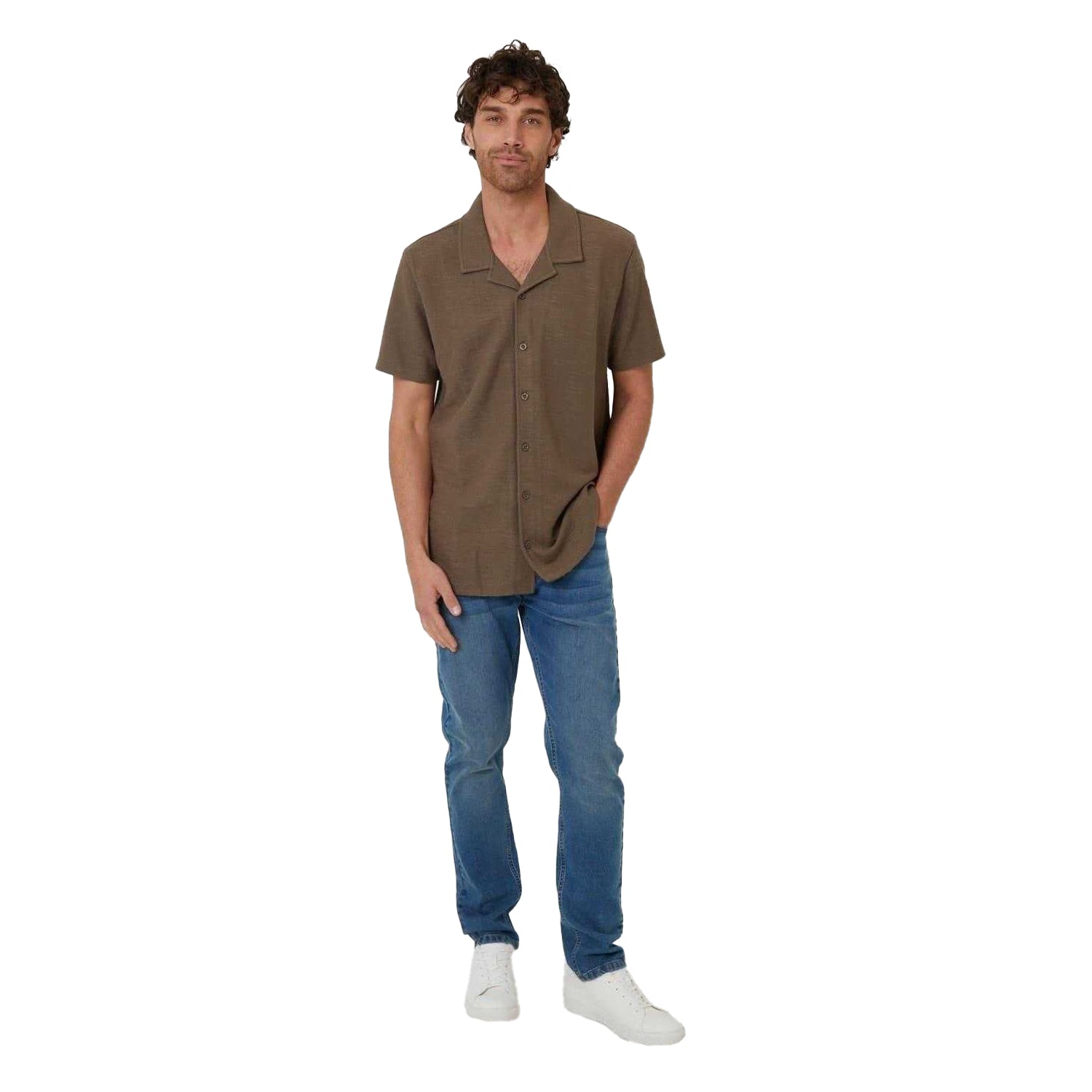 Khaki - Lifestyle - Threadbare Mens Antti Relaxed Fit Short-Sleeved Shirt